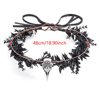 Gift Costume Cosplay Fairy Flower Leaf Headbands Photoshoot Simulated Elven Princess Tiara Black Flower Antler Crown Wedding