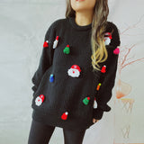 Handmade Decorative Christmas Sweaters Women Fashion Cute O Neck Long Sleeve Knitted Pullover Sweater Female Autumn Winter New