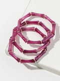 3pcs Leopard Acrylic Bamboo Women's Hand Bracelets Retro Stack Thin Tube Beaded Elastic Bracelet Bangle Couple Jewelry Gift