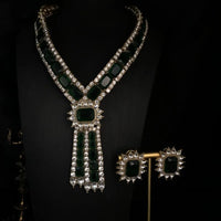 Emerald rhinestone exquisite fashion necklace earrings full of diamond high-end sweater chain earrings medieval all-match jewelr