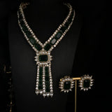 Emerald rhinestone exquisite fashion necklace earrings full of diamond high-end sweater chain earrings medieval all-match jewelr
