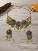 KMVEXO Gypsy Bohemia Chic Vintage Metal Coin Crystal Tassel Jewelry Sets Women Hippie Turkish Ethnic Tribal Necklace Earring Set