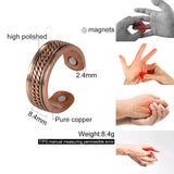 Vinterly Pure Copper Magnetic Rings Women Men Twisted Health Energy Finger Open Cuff Adjustable Jewelry High Magnet Resizable