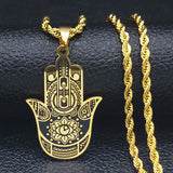 2024 New fashion ancient Fatima Hands Yoga pendant necklace temperament everything with stainless steel collarbone chain for men