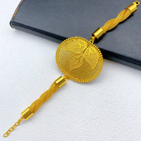 Luxury Indian Dubai Irregular Necklace And Earrings Jewelry Sets For Women Ethiopian Bridal 24k Gold Color Set Wedding