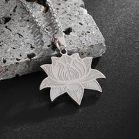 Exquisite Stainless Steel Plant Mandala Lotus Necklace Women's Yoga Om Religious Jewelry