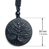 Natural Genuine Obsidian Life Tree Necklace Pendant Healing Crystal Guardian Jade Pendant Male and Female Jade Necklace Jewelry