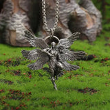 Retro Gothic Mysterious Demon Angel Wings Pendant Necklace Men's Punk Hip Hop Trendy Cool Jewelry Boy Gift