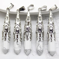 16pcs Crystal Pendulum for Divination Dowsing Natural Gem Stone Amethyst Hexagon Pendant For DIY Jewelry Making Necklace Pendant