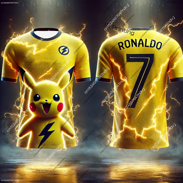 New arrivals Pokemon Pikachu kids Summer Breathable and Quick-Dryingsports T-shirt Ronaldo Man Special Jersey Kit