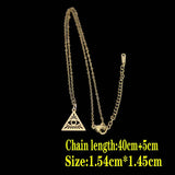 Stainless steel hollowed-out triangular devil's eye pendant necklace, square pendant collarbone chain women's accessories