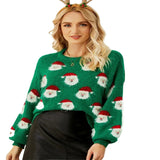 2024 Autumn and Winter New Christmas Outfit Old Man's Head Knitted Sweater European and American Women's Pullover Christmas