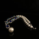 Retro Fashion Pearl Blue Stone Necklace Earrings Multi functional Light Luxury Regular Clavicle Chain Women's Jewelry Gifts