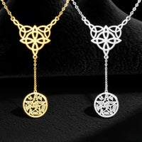 Jeshayuan Tetragramaton Necklace For Women Witch‘s Knot Charm Necklace Amulet Protection Pentacle Necklace Jewelry