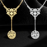 Jeshayuan Tetragramaton Necklace For Women Witch‘s Knot Charm Necklace Amulet Protection Pentacle Necklace Jewelry