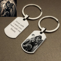 Personalized Keychain Best Dad Ever Gifts Custom Photo Name Keychain Father Boyfriend Husband Gifts Drive Safe I Need You Here