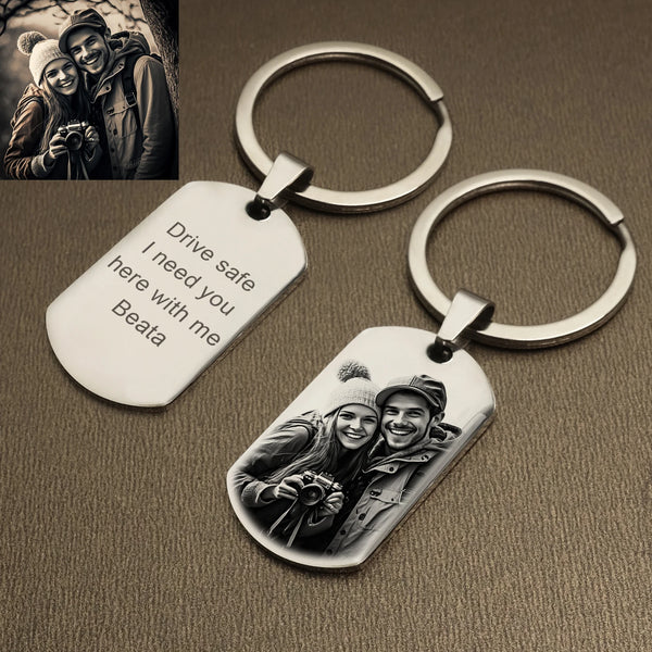 Personalized Keychain Best Dad Ever Gifts Custom Photo Name Keychain Father Boyfriend Husband Gifts Drive Safe I Need You Here