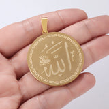 Exquisite Stainless Steel Islamic Muslim Calligraphy Arabic Pendant Necklace Men Women Religious Jewelry Accessories
