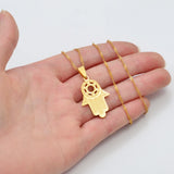 Anniyo Hamsa Hand Pendant Necklaces for Women Girl Men Arab Middle East Palm Shaped Ethnic Jewelry @276821