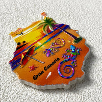 Gran Canaria Island, cultural and creative tourist souvenirs by the sea, sunset, gecko 3d home decoration refrigerator magnets
