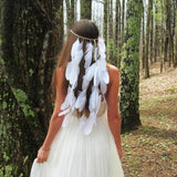 Fashion Boho Style Feather Headband Hairpiece Beads Feather Headdress Handmade Girls Hair Accessories High Quality