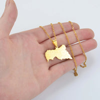 Anniyo Central African Map Pendant Necklaces for Women Men Stainless Steel African Centrafricaine Jewelry #298621