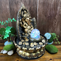Lucky Ganesha Statue Elephant Hindu God of Success Resin India Idol Desktop Water Fountain Perfect Gifts for Wedding and Diwali