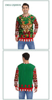 Men Women Xmas Sweatshirt 3D Christmas Wine Glass Bell The Gingerbread Man Print Ugly Christmas Sweater Holiday Party Jumper Top