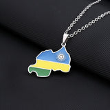 2024 New fashion stainless steel Rwanda map and flag necklace men's and women's geometric ethnic style collarbone chain Memorial