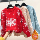 Casual Loose Christmas Sweater 2025 New Style Women's Red Printed Knitwear Pullover