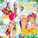 50/5PCS Hawaii Silk Flower Wreaths Summer Tropical Beach Pool Party Decoration Necklace Birthday Wedding Christmas Garlands