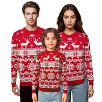 New Spring Autumn Knitted Pullover Top Long Sleeve Base Layer Round Neck Parent-Child Sweater Christmas Elements Pulover Top