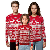 New Spring Autumn Knitted Pullover Top Long Sleeve Base Layer Round Neck Parent-Child Sweater Christmas Elements Pulover Top