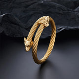 Luxury Leopard Head Cuff Bangles Stainless Steel Adjustable Open Bracelet Men Women Punk Animal Jewelry Accessories Pulsera