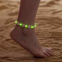 Luminous Acrylic Shell Beaded Anklets For Women Men Adjustable Woven Rope Ankle Bracelet Beach Foot Chain Jewelry Accessories