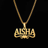 Customized Name Necklaces Pendants for Men Women Personalized Custom Gold Plated Pearl Chain Stainless Steel Nameplate Jewelry