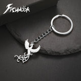 Phoenix Keychain Gift for Woman Men Key Chain Ring Reborn God Bird Supernatural Amulet Stainless Steel Pendant Design Jewelry