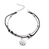Vintage Boho Multi Layer Beads Anklets For Women Fashion Sun Pendent Anklet Handmade Chain Foot Party Jewelry Leg Bracelet