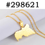 Anniyo Central African Map Pendant Necklaces for Women Men Stainless Steel African Centrafricaine Jewelry #298621