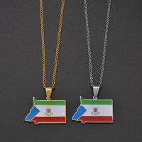 Anniyo Equatorial Guinea Map Pendant Necklaces Stainless Steel Jewelry #003562
