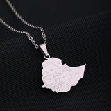 2024 New fashion stainless steel Ethiopia map with city necklace for women and men couples ethnic style accessory collarbone cha