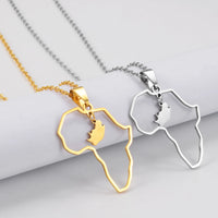 Anniyo South Africa and Africa Maps Together Pendant Necklaces for Women Men Stainless Steel Jewelry South African @298521