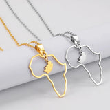 Anniyo South Africa and Africa Maps Together Pendant Necklaces for Women Men Stainless Steel Jewelry South African @298521