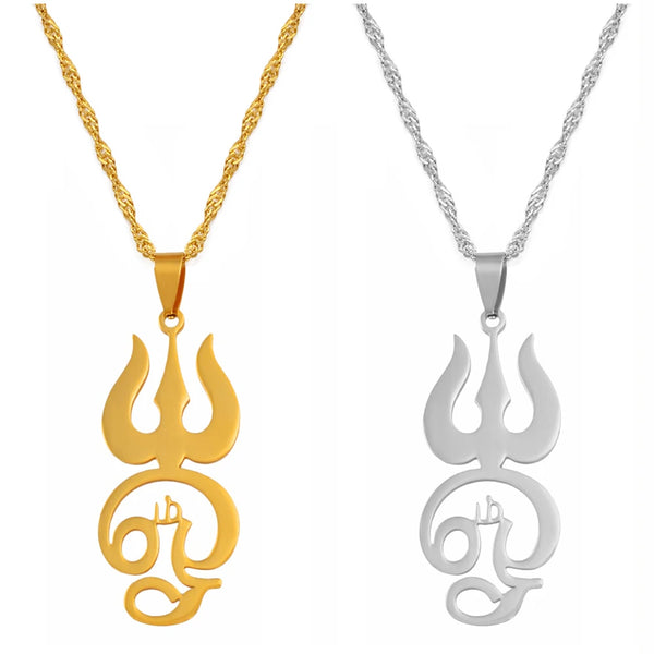 Anniyo Tamil om Sign Pendant Necklaces for Women Girls TAMIL OM Symbol Jewelry Indian Religion #051621