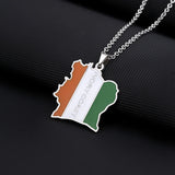 2024 new fashion stainless Cote d 'Ivoire map with flag pendant necklace temperament everything collarbone chain birthday annive