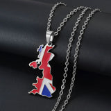 Anniyo Stainless Steel United Kingdom of Great Britain and Northern Ireland Map Pendant Necklaces UK Britisher Jewelry  #326301