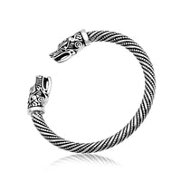 Classic Animal Viking Double Wolf Head Adjustable Bracelet Men Stainless Steel Bracelet Fashion Double Snake Heads Jewelry Gift