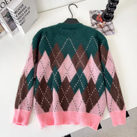 SINGREINY Christmas Style Knitting Warm Sweater O Neck Long Sleeves Argyle Design Loose Pullovers 2025 Autumn Casual Women Tops