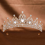 1Pc Golden Baroque Crystal Tiaras And Crowns For Women Bride Rhinestone Prom Diadem Headband Bridal Wedding Hair Accessories