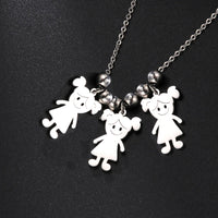 Personalized Boy Girl Necklace Custom Chain Name Mother Father Day Kid Family Gift For Women Men Stainless Steel Pendant Jewelry